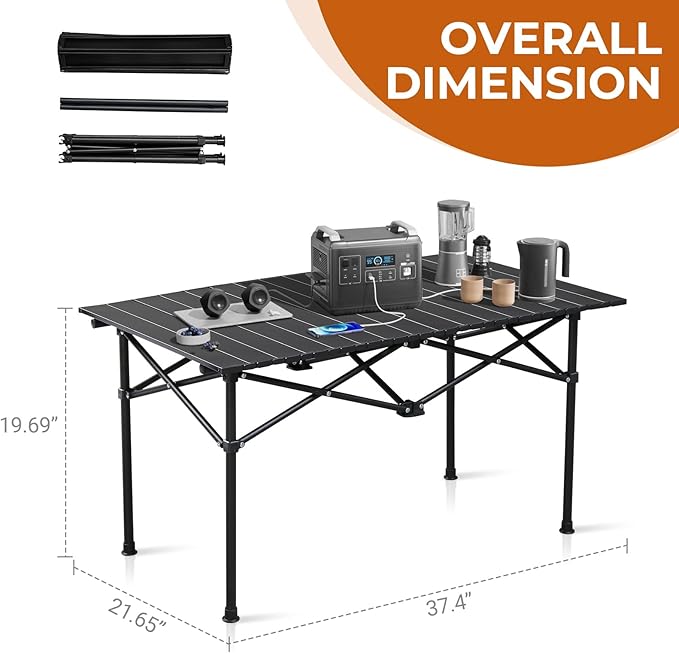 Outvita Beach Picnic Table Lightweight Roll Up Low Camping Table Portable Folding Table with Carrying Bag for Outdoor BBQ Sand Picnic Party Patio 37.5 Inches