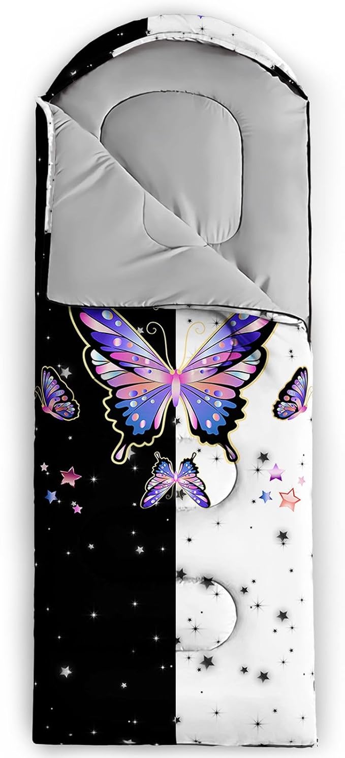 Kids Sleeping Bag for Boys GirlsCartoon Dinosaur Print-Lightweight Warm Portable Outdoor Indoor-Waterproof Cold Weather Resistant Sleeping Bag for Camping Hiking