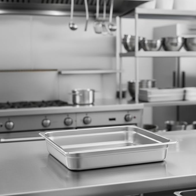 Soro Essentials- 2/3 Size 2-1/2 Deep Stainless Steel Anti-Jamming Steam Table Pan 24 Gauge- Chafer Food Pan Stackable Anti-Jam Steam Pans for Hotel Restaurant Supplies Party Buffet Event Catering