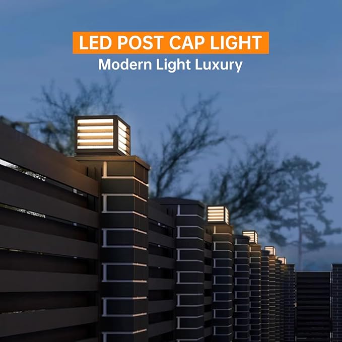 Outdoor Post Cap Lights 15.7 × 13.4 Modern Luxury Post Lantern Matte Black IP65 Waterproof Stainless Steel Exterior Column Light for GardensYardsBalconiesPassages or Entrancesetc