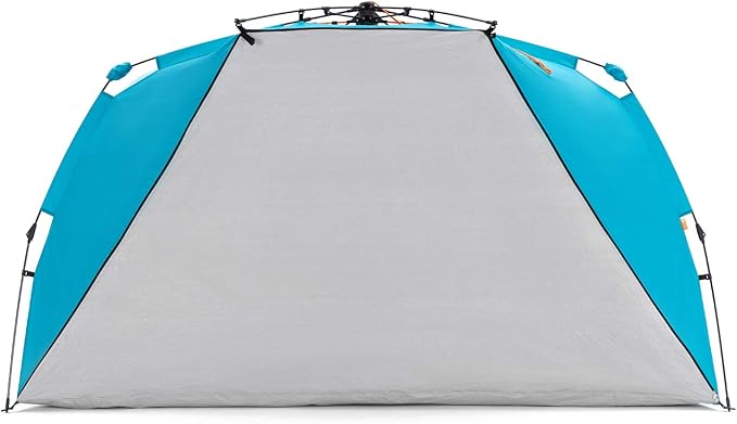 Easthills Outdoors Instant Shader Enhanced Deluxe XL Beach Tent Easy Set Up 4-6 Person Popup Sun Shelter 99 Wide for Family UPF 50+ Double Silver Coating with Extended Zippered Floor Pacific Blue