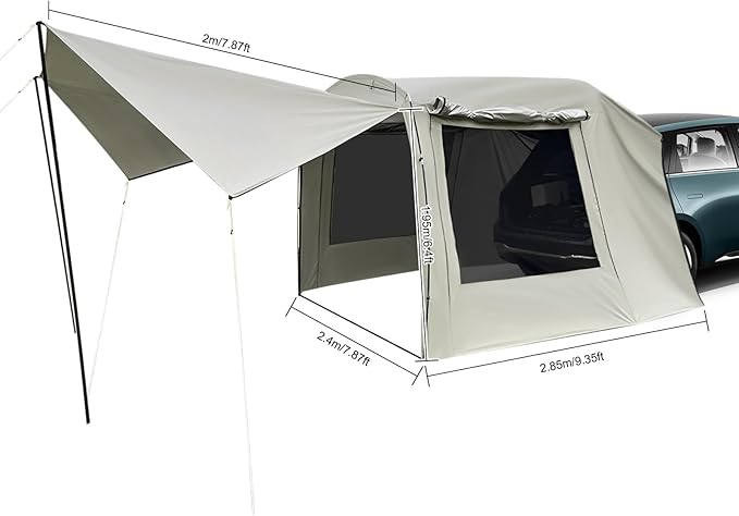 4-6 People Car Awning Outdoor Tent SUV Tent Attachment for Camping Foldable Car Camping Tent Car Tail-Extension Tents for SUVs MPVs 2-Door Sedans