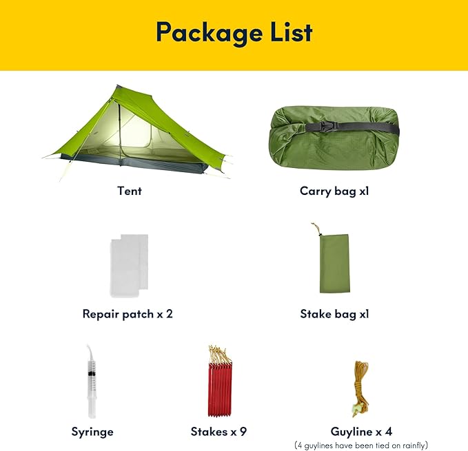 LANSHAN Ultralight Tent 3-Season Backpacking Tent for 1-Person or 2-Person Camping Trekking Kayaking Climbing Hiking