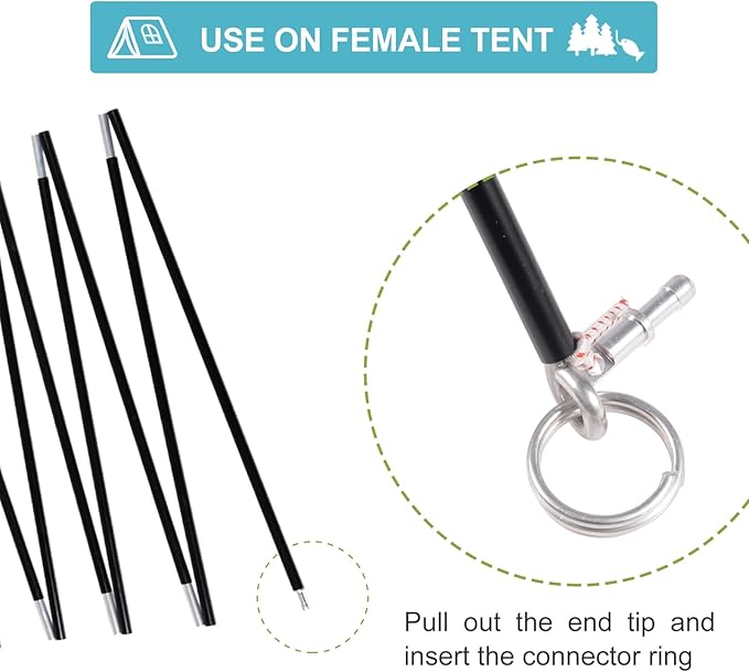Tent Poles Replacement Black Pre-Assembled Aluminum Tent Pole 7001 T6 Heated Tent Rod