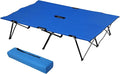 Outsunny 2 Person Folding Camping Cot for Adults 50 Extra Wide Outdoor Portable Sleeping Cot with Carry Bag Elevated Camping Bed Beach Hiking Blue