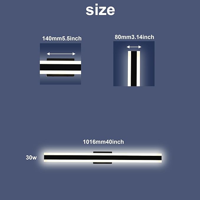 TODOLUZ 2 Pack Modern LED Wall Sconce 40in Long Outdoor Wall Light Black Long Linear Wall Mount Lighting Outside Exterior Lights for Garage Patio 5 Color