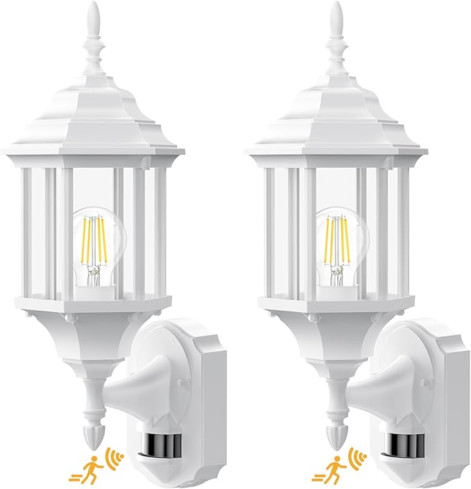 Redluck Motion Sensor Outdoor Lights 2 Pack 16 inch Dusk to Dawn Outside Porch Lights Waterproof Anti-Rust Aluminum Outdoor Wall Lights Exterior Lighting Fixtures for House Garage Front Door