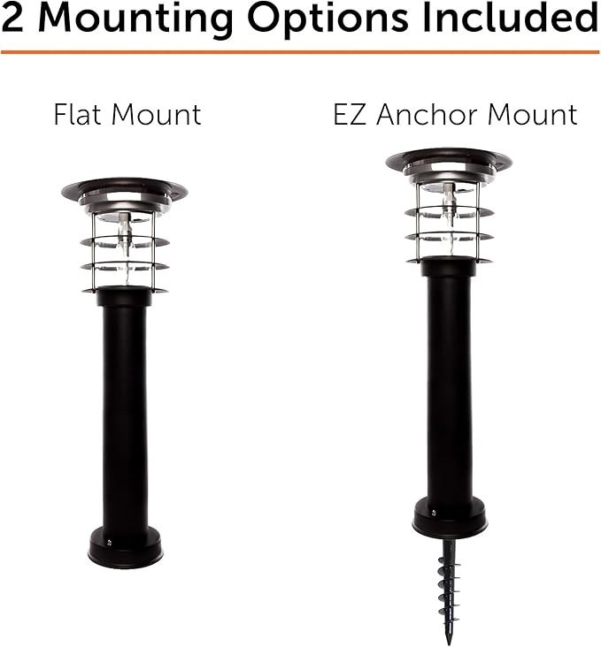 Gama Sonic Black Stainless Steel Bollard Solar Light w/EZ Anchor – 2 PK