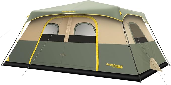 FanttikOutdoor Camping Tent 4/6/8/10 Person Instant Cabin Tent Setup in 60 Seconds with Rainfly &amp Windproof Portable with Carry Bag for Family Camping &amp Hiking Upgraded Ventilation