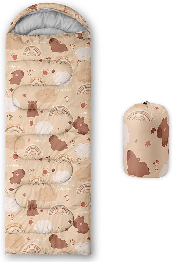 AILONEN Cartoon Camping Sleeping Bag for Boys Girls AdultsLightweight &amp Waterproof3 Season Warm &amp Cold WeatherPortablePrinted Sleeping BagTravelingCampingHiking