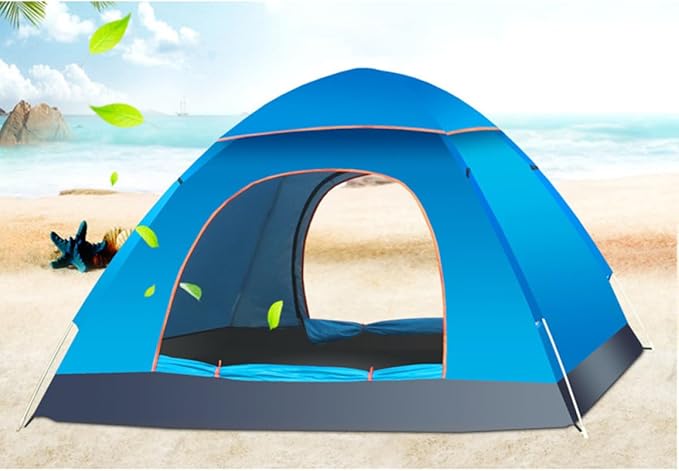 VICASKY Automatic Folding Tent for Persons Family Tent for Camping Beach Parties Lightweight Durable Easy Setup with Ground Nail Interior Light