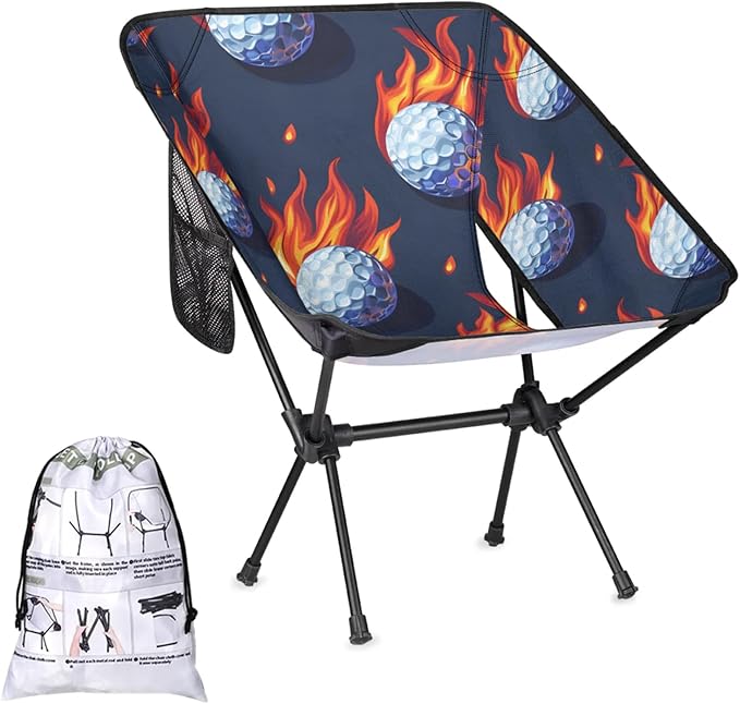 Honeybaby Folding Camping Chair Fire Golf Ball Camping Chairs Lightweight Portable Chair Outdoor Foldable Chairs for Camping Travel Picnic Beach Hiking