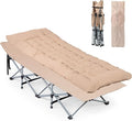 VINGLI Folding Camping Cot BedCamping Cots for Adults with Mattress Foldable Cots for Sleeping with Pillow 1200D Layer Oxford for for GuestTravelHiking-Brown 1P