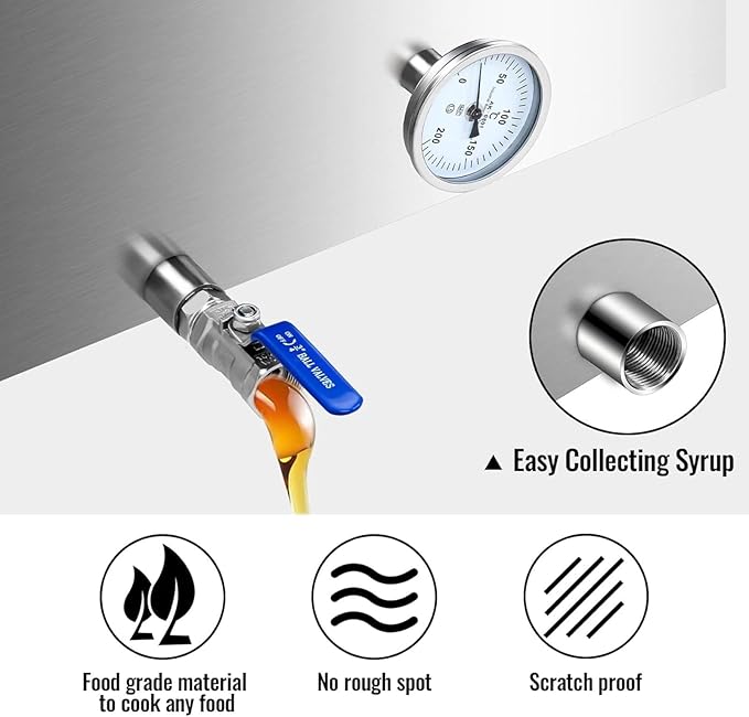 Maple Syrup Evaporator Pan Stainless Steel Maple Syrup Boiling Pan With Valve For Boiling Maple Syrup48 W/divide Plate