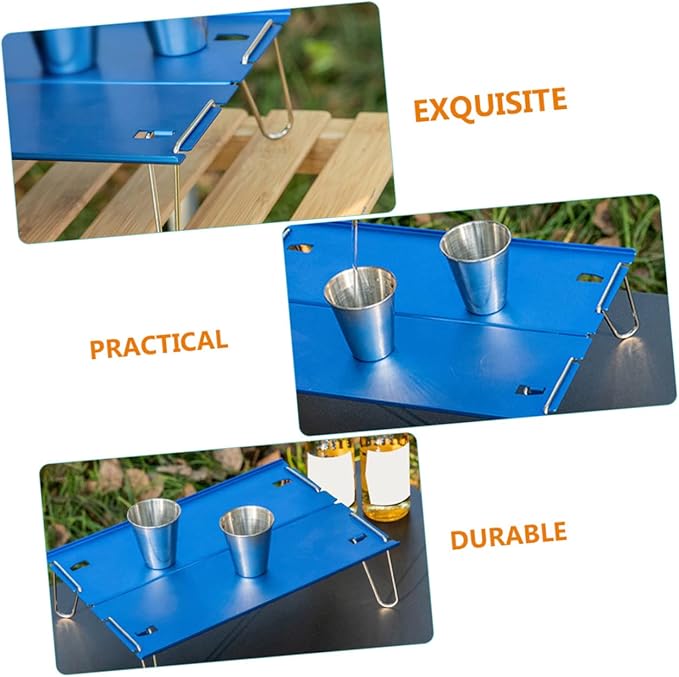HANABASS Small Tea Table Easy to up Fold Down Portable Aluminum Folding Table for Outdoor Activities