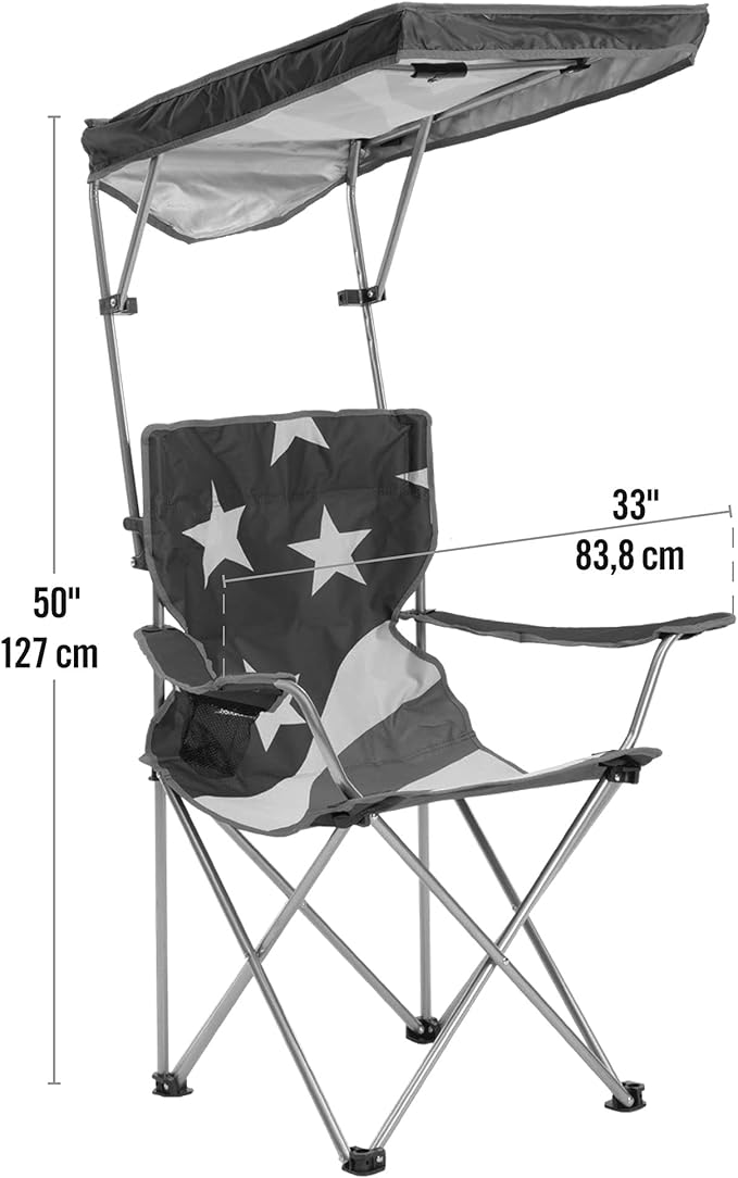 Quik Shade Adjustable Canopy Folding Shade Chair American Flag 0.8'l x 0.8'w x 1.3'h