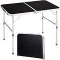 Outvita 3ft Portable Folding Camping Table Outdoor Waterproof Adjustable Height Table Aluminum Lightweight Suitcase Foldable Table for Picnic BBQ Beach Dining