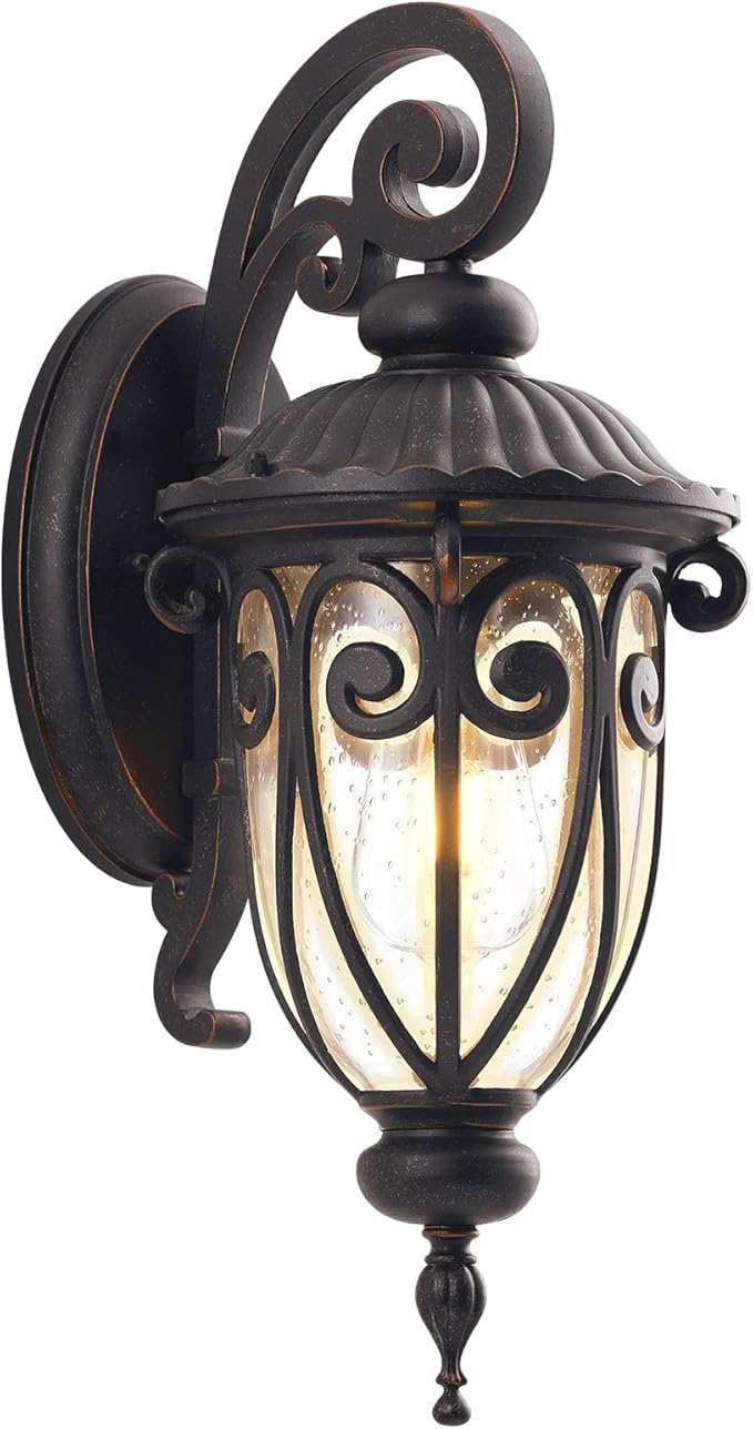 23 Inch Large Porch Light Outdoor Wall Lights for Patio Antique Bronze Exterior Wall Lantern Sconce with Clear Seeded Glass Shade Vintage Outside Porch Lighting for Garage