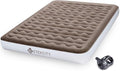 Etekcity Camping Air Mattress Inflatable Mattress Air Bed Queen Twin with Rechargeable Pump Leak-Proof Blow Up Mattress Raised Airbed  Height 9 Storage Bag  Brown