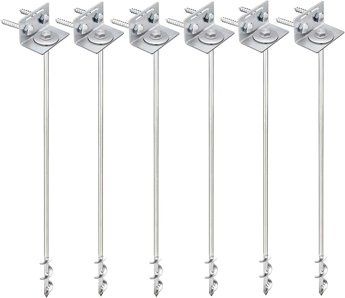 Ground Anchors Screw In - 24 Set of 468 with Brackets and Drill Bit - Earth Anchors - Mobile Home Anchors - Storage Shed Anchor Kit - Swing Set Anchors for Metal Swing Set - Playset Anchors - Ties