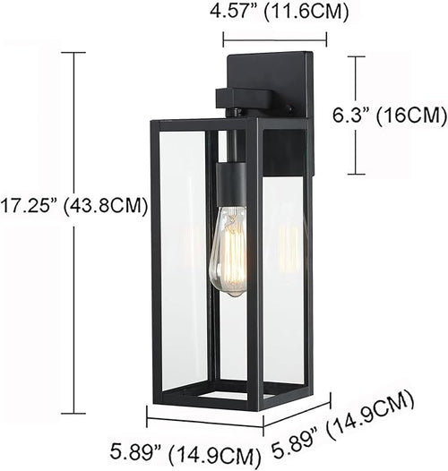 2 Pack Large Outdoor Sconce Lights18 Inch Outdoor Wall Lantern LightExterior Sconce Metal and Glass Large Porch Light Black Outdoor Lanterns for Front Porch Garage Balcony