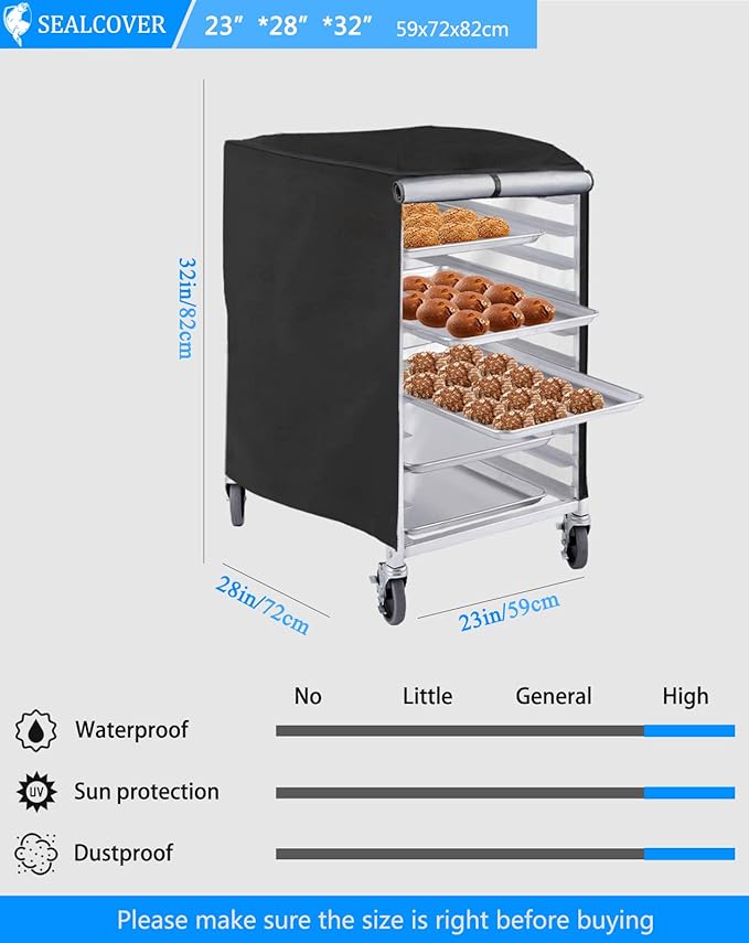 Grehge n Pan Rack Cover 23x28x32in High Density Waterproof and Dustproof Bread Rack Cover Bakery Single Rack Covers.