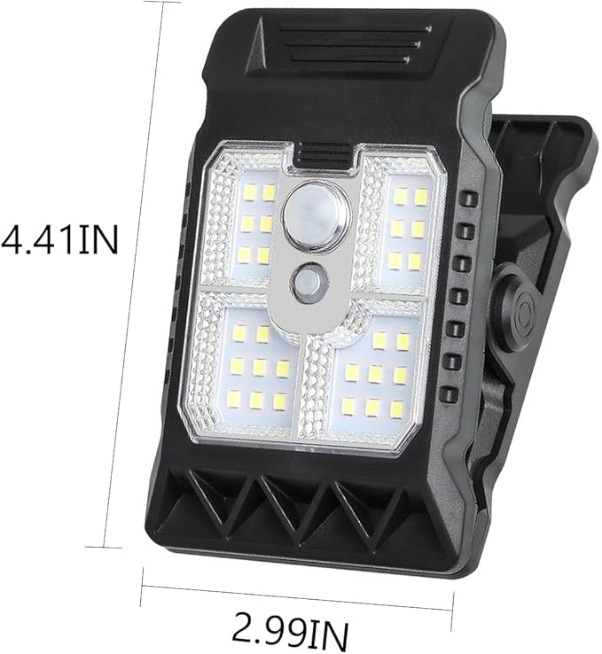 2Pack Clip on Solar Lights Outdoor Waterproof Motion Sensor Lights 3 Modes 3 Mounting Ways Solar Security Lights for Fence Wall Garage Patio Umbrella (2Pack 28LEDs)