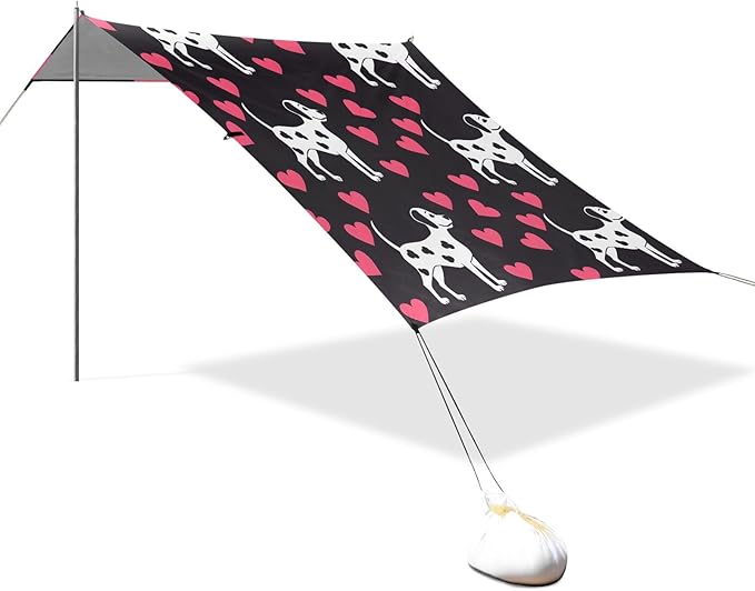 Spotted Dog Camping Sun Shelter Beach Tent Portable Beach Sun Shade Outdoor Canopy for Camping Trips Fishing Picnic