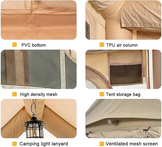 3-5 Person Family Inflatable Tents for Camping 6m² Waterproof 4-Season Blow-up Air Tent with Pump Outdoor Glamping Tents Large Family Tent for Friends Family Travel
