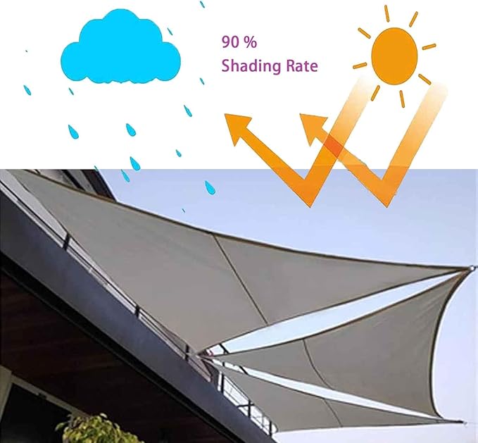 Sunsale Shade Waterproof Triangular Breathable Garden Canopy 98% UV Blocking Patio Sun Shade is durable and tear resistant with free rope perfect for outdoor use
