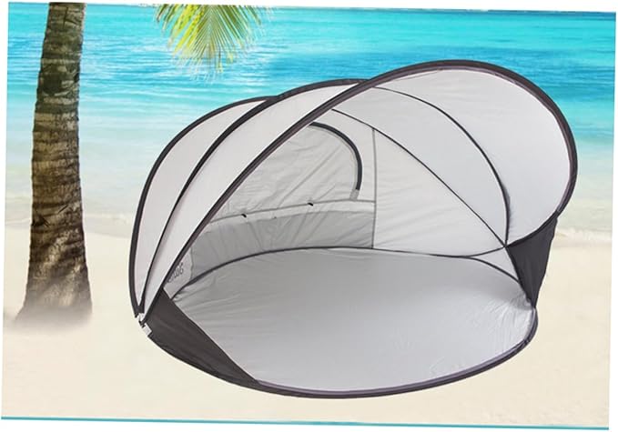 Portable Full Automatic Beach Tent Double Outdoor Shelter Fishing Canopy Compact Folding Design for Sun Protection Silver