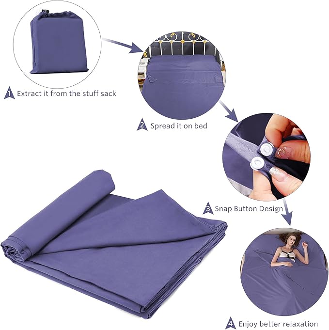 Travel and Camping Sheets Sleeping Bag LinerLightweight Travel Sheets for Hotel Portable Hotel Sleeping Bag Sack for AdultsPremium Soft Hotel Sleep Sheet for Traveling Hostels Picnic
