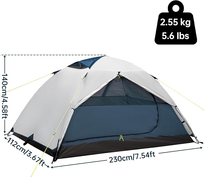 1–2 Person Backpacking Tent Lightweight Waterproof Camping Tent with Rainfly Easy Setup Portable Hiking Tent for Outdoor Camping
