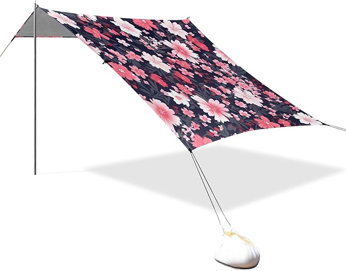 Flower FloralCamping Sun Shelters 9.2 x 10.5 FT Beach Canopy Tent Sun Shade with Carrying Bag for Camping Trips Fishing Backyard Fun or Picnics 21340116