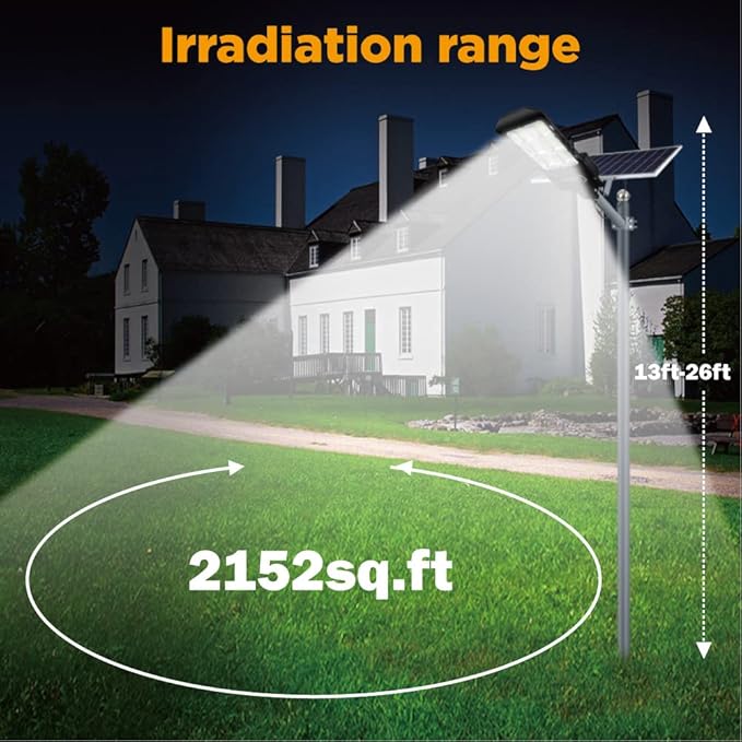 Solar Led Street Lights Outdoor800w Solar Flood Light Fixture High Lumens Dusk to Dawn Security Stadium Lighting Waterproof Pole Light with Motion Sensor for Parking LotGardenYard Court