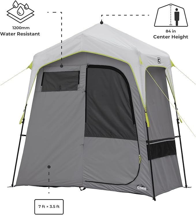 CORE Instant Camping Utility Shower Tent with Changing Privacy Room