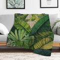 Green Leaves Flannel Blanket Soft Cozy Decorative Blanket for Sofa Travel Camping All Season Multi-Purpose Gift 50x60in