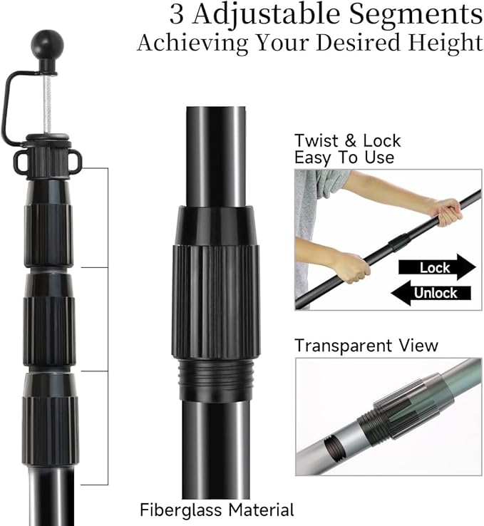 Tent Poles for Tarp 8.2' Fiberglass Tarp Poles Set of 4 Tent Poles Replacement Telescoping Pole Canopy Poles Camping Poles for Rooftop Tents Trekking Pole Tent for Rain Fly Camper Awning