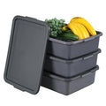 3 Pack 13 Liter Bus Tub with Lid Restaurant Dish Tub with Lids Grey