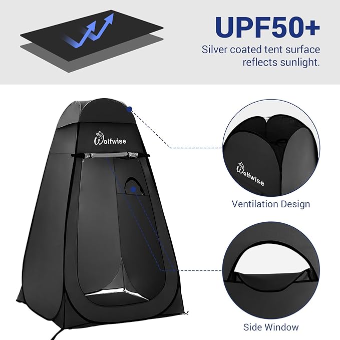WolfWise Pop Up Changing Tent for Beach Camping Portable Shower Tents Outdoor Privacy Bathroom Change Dressing Clothes Tent Pop Up Instant for Camp Toilet 6.2ft/6.6ft/6.9ft High