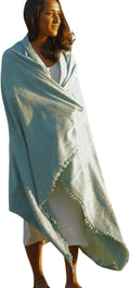 Bug Repellent Tranquil Blanket with Insect Shield Technology Repels Mosquitoes Ticks Flies and More in One of a Kind Handmade Khadi Cotton (Teal)