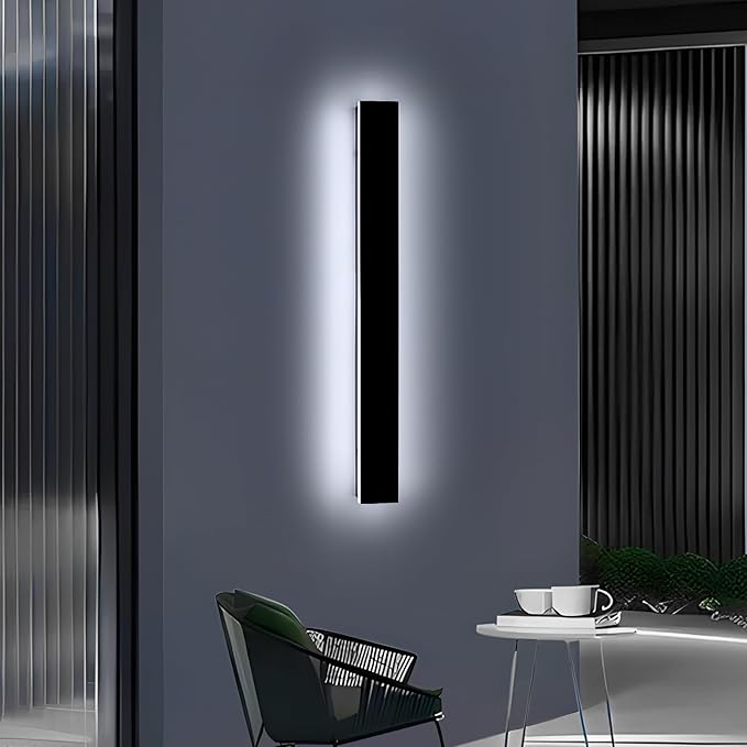 47.2inch Long Outdoor Wall Light Fixture Garage Modern Wall Sconces 6000K Cold White IP65 Waterproof White Acrylic 42W Minimalist House Exterior Lighting for Patio Porch Garden Fence
