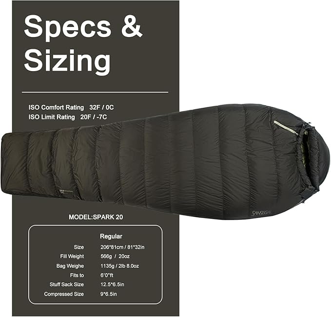 Ultralight Mummy Down Sleeping Bag 650 Fill Power Duck Down Suits for 32 Degree F for Camping Hiking Backpacking
