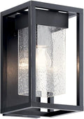 Kichler Mercer 12 Outdoor Wall Light in Black 1-Light Exterior Wall Sconce with Clear Seeded Glass (12 H x 7 W) 59060BSL