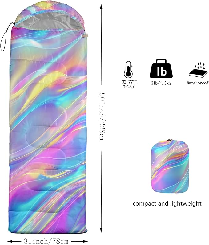 QOOMO Camping Sleeping Bags3 Season Warm &amp Cool WeatherLightweightWaterproof Sleeping Bags for Adults &amp KidsTravelingand OutdoorsCamping Gear Equipment