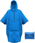 Camping Outdoor Blanket Ultralight Down Alternative Printed Travel Camp Blankets for Sleeping Packable Waterproof Puffy Quilt for Hammock Picnic Stadium Beach Cold Weather (Blue Blanket Poncho)