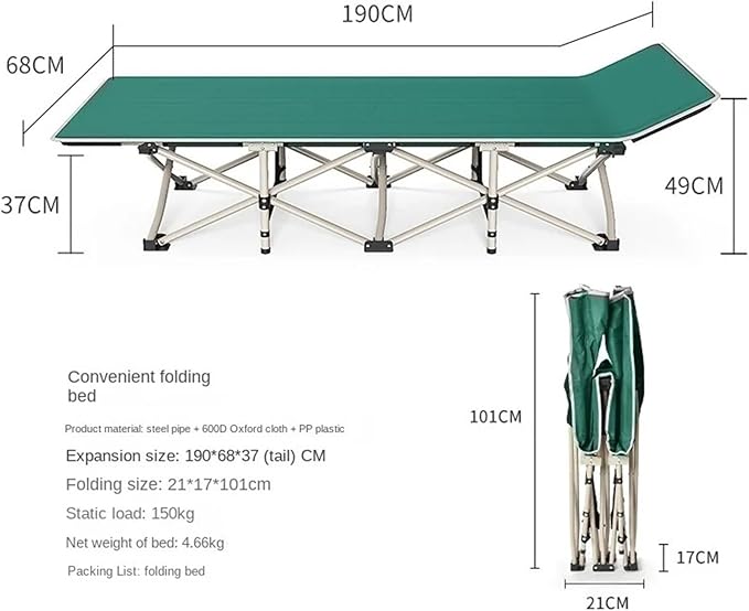 Folding Camping Cot Portable Ultralight Camping Bed Outdoor Fishing Assisted Recliner Foldable Single Person Simple Bed Tourism Equipment(71x 188 Gray3)