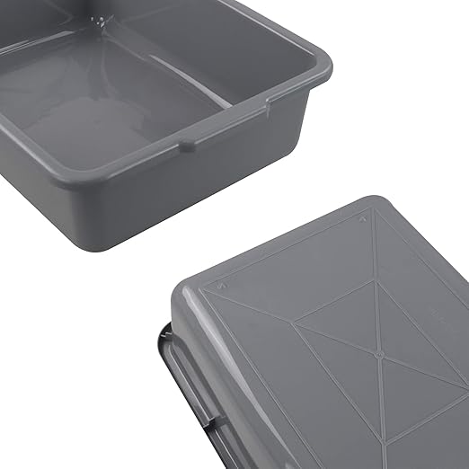 Farmoon 4 Packs 13 L Commercial Bus Tubs Restaurant Dish Tub Grey Plastic Wash Basins