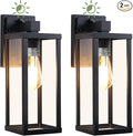 LITFIT 14'' Dusk to Dawn Outdoor Lighting Die-Casting Aluminum Exterior Wall Sconces Hardwired Black Outside Lighting for House Garage PorchFront Door Patio 2-Pack Bulbs Not Included
