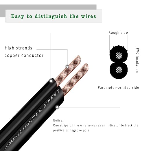 Low Voltage Landscape Lighting Wire - Outdoor Direct Burial Underground Low-Energy Circuit Cable (14/2 Black 265ft)